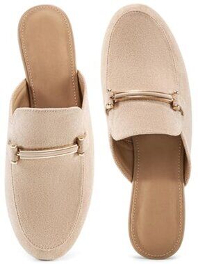 Suede Mules Dressy Flats Slip On Round Toe Backless Shoes